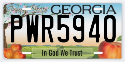 GA license plate PWR5940