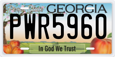 GA license plate PWR5960