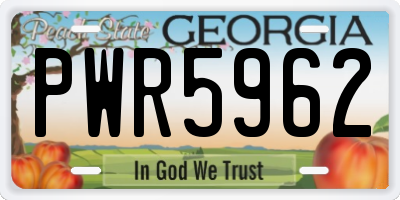 GA license plate PWR5962