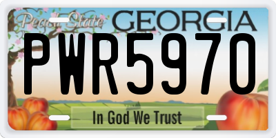 GA license plate PWR5970