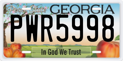 GA license plate PWR5998