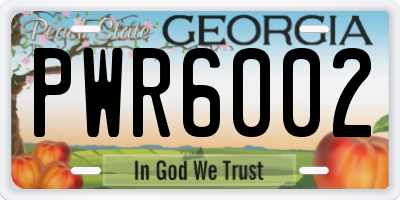 GA license plate PWR6002