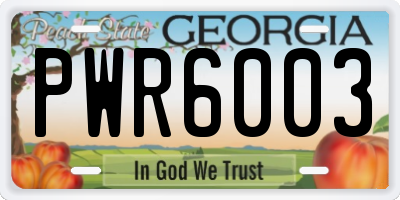 GA license plate PWR6003