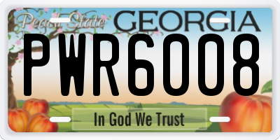 GA license plate PWR6008