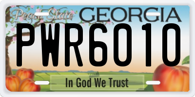 GA license plate PWR6010