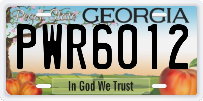 GA license plate PWR6012