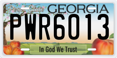 GA license plate PWR6013