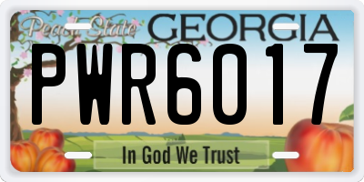 GA license plate PWR6017