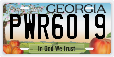 GA license plate PWR6019