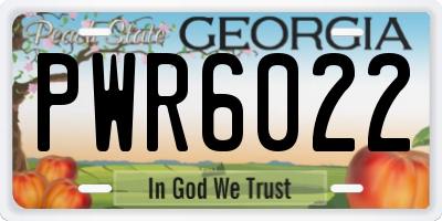 GA license plate PWR6022
