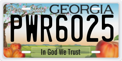 GA license plate PWR6025