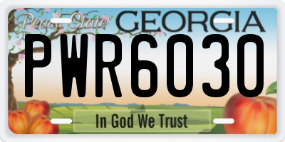 GA license plate PWR6030
