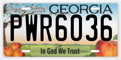 GA license plate PWR6036