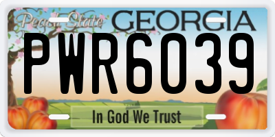 GA license plate PWR6039