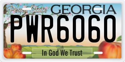GA license plate PWR6060