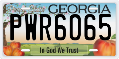 GA license plate PWR6065