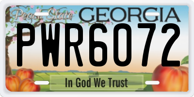GA license plate PWR6072