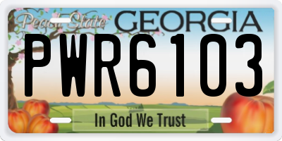 GA license plate PWR6103