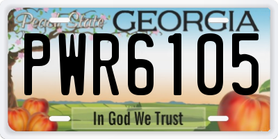 GA license plate PWR6105