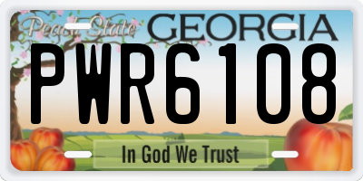 GA license plate PWR6108