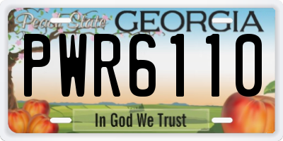 GA license plate PWR6110