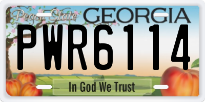 GA license plate PWR6114