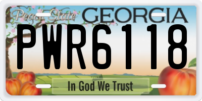 GA license plate PWR6118