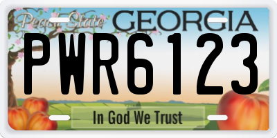 GA license plate PWR6123