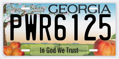 GA license plate PWR6125