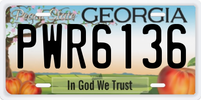 GA license plate PWR6136