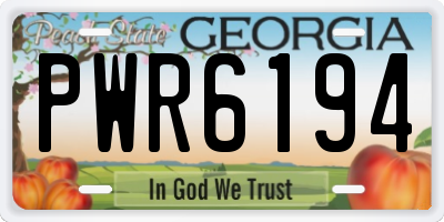 GA license plate PWR6194