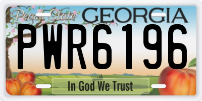 GA license plate PWR6196