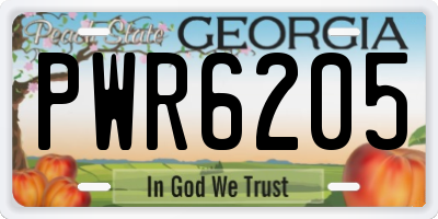 GA license plate PWR6205