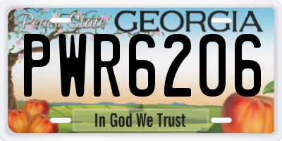 GA license plate PWR6206