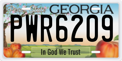 GA license plate PWR6209