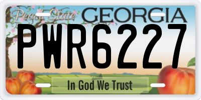 GA license plate PWR6227