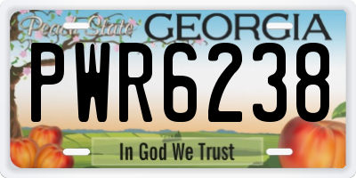 GA license plate PWR6238