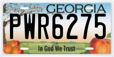GA license plate PWR6275