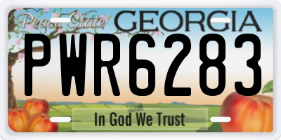 GA license plate PWR6283