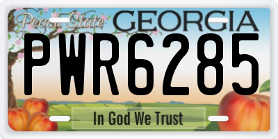GA license plate PWR6285