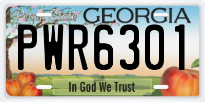 GA license plate PWR6301