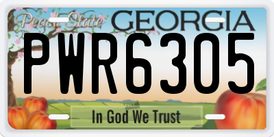 GA license plate PWR6305