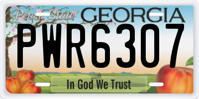 GA license plate PWR6307