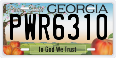 GA license plate PWR6310
