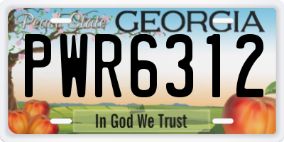 GA license plate PWR6312