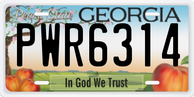 GA license plate PWR6314