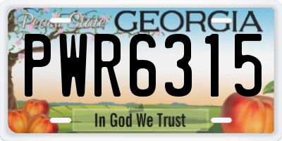 GA license plate PWR6315