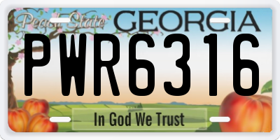 GA license plate PWR6316
