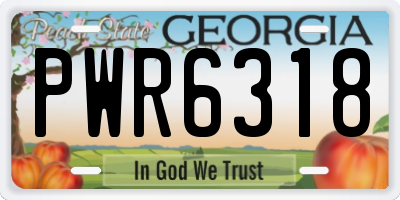 GA license plate PWR6318