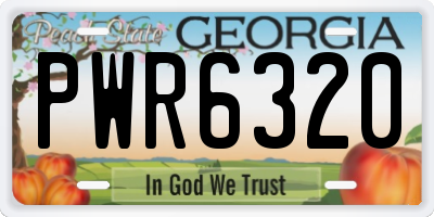GA license plate PWR6320